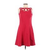 White House Black Market Casual Dress - A-Line Keyhole Sleeveless: Red Solid Dresses - Women's Size 1