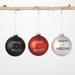 Holiday Text Ball Ornament Multicolor 4"H Glass Set of 3 - 4"L x 4"W x 4"H