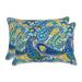 Pillow Perfect Outdoor Amalia Paisley Blue Over-sized Rectangular Throw Pillow (Set of 2) - 16.5 X 24.5 X 5 - 16.5 X 24.5 X 5