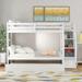 Twin over Twin Size Wood Bunk Bed with Twin Size Trundle Bed and Storage Stairs
