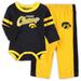 Newborn & Infant Black/Gold Iowa Hawkeyes Little Kicker Long Sleeve Bodysuit Sweatpants Set