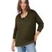 Plus Size Women's Hi-Lo V-Neck Pullover by ellos in Burnt Olive (Size 22/24)