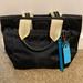 Coach Bags | Coach Hampton Satin Tote. Black And White Interior W/ Teal Accents On Exterior | Color: Black | Size: Os