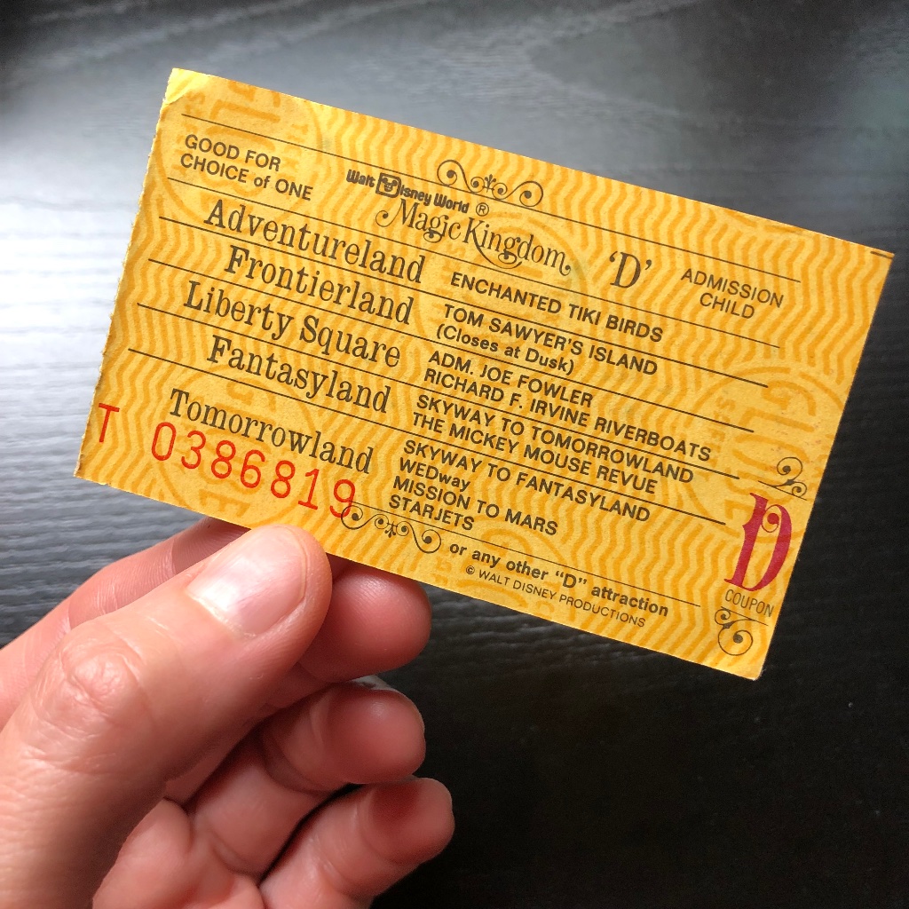 Disney Accents | 1970s D Coupon Child Admission Attraction Ticket Magic Kingdom Walt Disney World | Color: Red | Size: Os