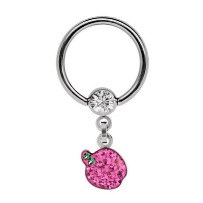 Intimpiercing ADELIA´S "Piercing Intimpiercing ", Damen, rosa, Chirurgiestahl, modisch, Piercings, Mit 5 mm Strasskugel in klar