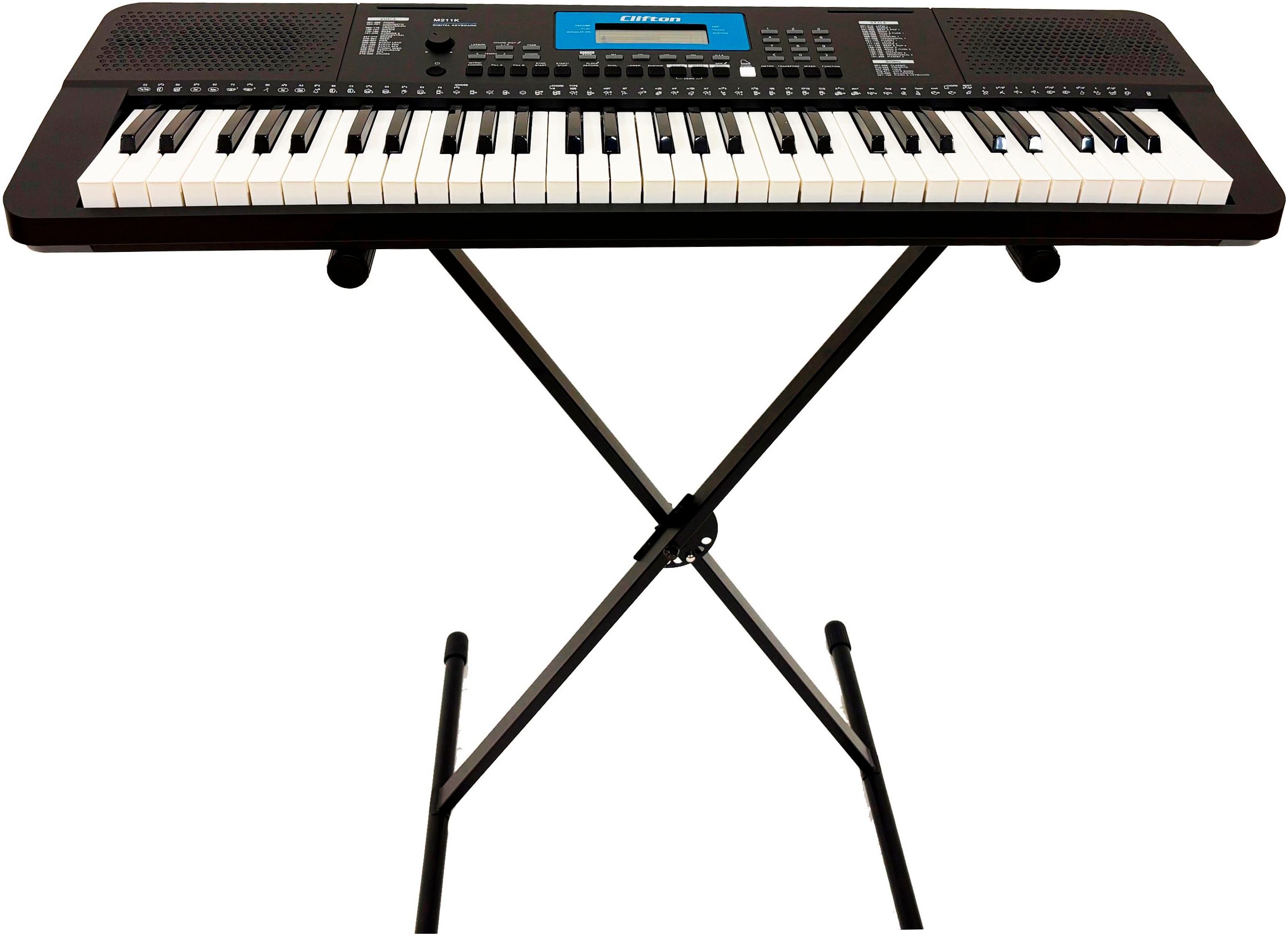 Home-Keyboard CLIFTON "M211 inklusive Keyboardständer", silber (silberfarben), Tasteninstrumente, Jungen, B/H/L: 96cm x 13cm, B:96cm H:13cm