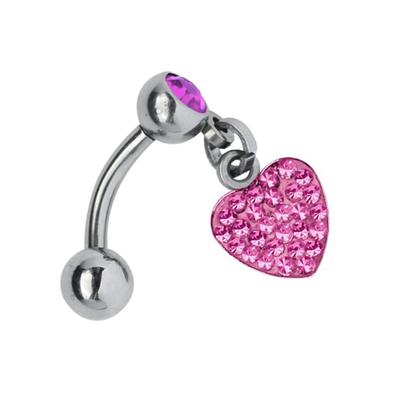 Bauchnabelpiercing ADELIA´S "Piercing Piercing Bauchnabelpiercing", Damen, pink, Titan, modisch, Piercings, Titan Banane - Bauchnabel Piercing Herzanhänger pink