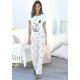 Pyjama PEANUTS Gr. 32/34, grau (mint, grau, meliert) Damen Homewear-Sets Pyjamas mit Snoopy und Woodstock Druck