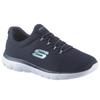 Slip-On Sneaker SKECHERS "Summits", Damen, Gr. 39, blau (navy), Textil, Synthetik, sportlich, Schuhe, Slipper, Freizeitschuh, Komfortschuh mit gepolstertem Schaftrand