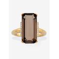 Women's Yellow Gold over Silver Smoky Quartz and White Topaz Ring (11 5/8 cttw.) by PalmBeach Jewelry in Yellow Gold (Size 6)