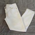 Free People Jeans | Free People Low-Rise Distressed, Raw Hem White Jeans Size 26 Perfect Condition | Color: White | Size: 26