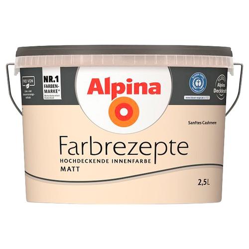 „ALPINA Wand- und Deckenfarbe „“Farbrezepte Sanftes Cashmere““ Farben Cremiges Hellbraun, matt, 2,5 Liter Gr. 2,5 l 2500 ml, braun (cremiges hellbraun) Wandfarbe bunt“