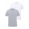T-Shirt FRUIT OF THE LOOM, Herren, Gr. S (44/46), grau (grau, weiß), Single Jersey, Obermaterial weiß: 100% Baumwolle, unifarben, casual, schmal, Rundhals, Kurzarm normaler Saum, Shirts, aus reiner Baumwolle