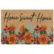 Fußmatte Kokos, Blumen, Home Sweet Home, 40x60 cm, Türvorleger für innen & außen, rutschfest,