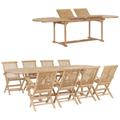 vidaXL 9-tlg. Garten-Essgruppe 180-280 x 100 x 75 cm Teak Massivholz