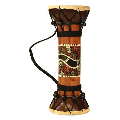 Exotic Wooden Hand Carved Double Sided Drum Djembe Home Decor Gift Wood Decoration Handcrafted Accent Decorative