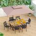 8-Piece Patio Dining Sets, 6 Stackable or Swivel Chair, 1 Acacia Wood table and 1 10FT Offset Umbrella