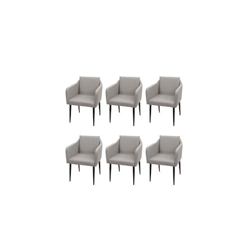 6er-Set Esszimmerstuhl HWC-H93, Küchenstuhl Lehnstuhl Stuhl ~ Kunstleder taupe-grau