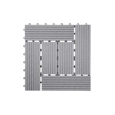 Mendler WPC Bodenfliese Rhone, Holzoptik Balkon/Terrasse, 11x je 30x30cm = 1qm ~ Basis, grau versetzt Image