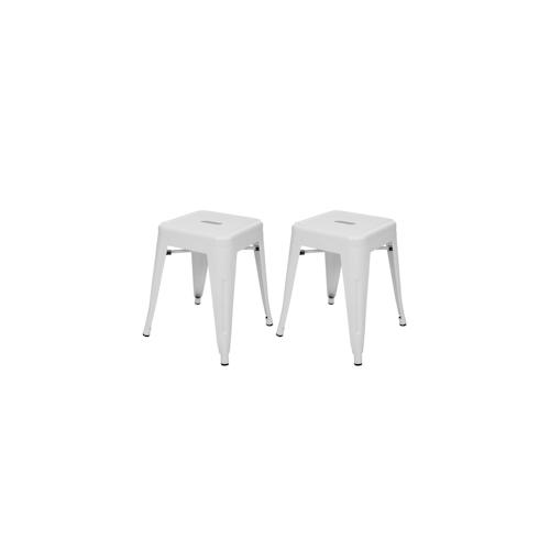 2er-Set Hocker HWC-A73, Metallhocker Sitzhocker, Metall Industriedesign stapelbar ~ weiß