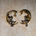 Disney Jewelry | Disney Gold & Silver Tone Mickey Mouse On A Crescent Moon Pierced Earrings | Color: Gold/Silver | Size: Os