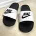 Nike Shoes | Nike Benassi Jdi Slides In White/Black | Color: Black/White | Size: 13