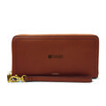 Women's Fossil Brown Duquesne Dukes Leather Logan RFID Zip Around Clutch