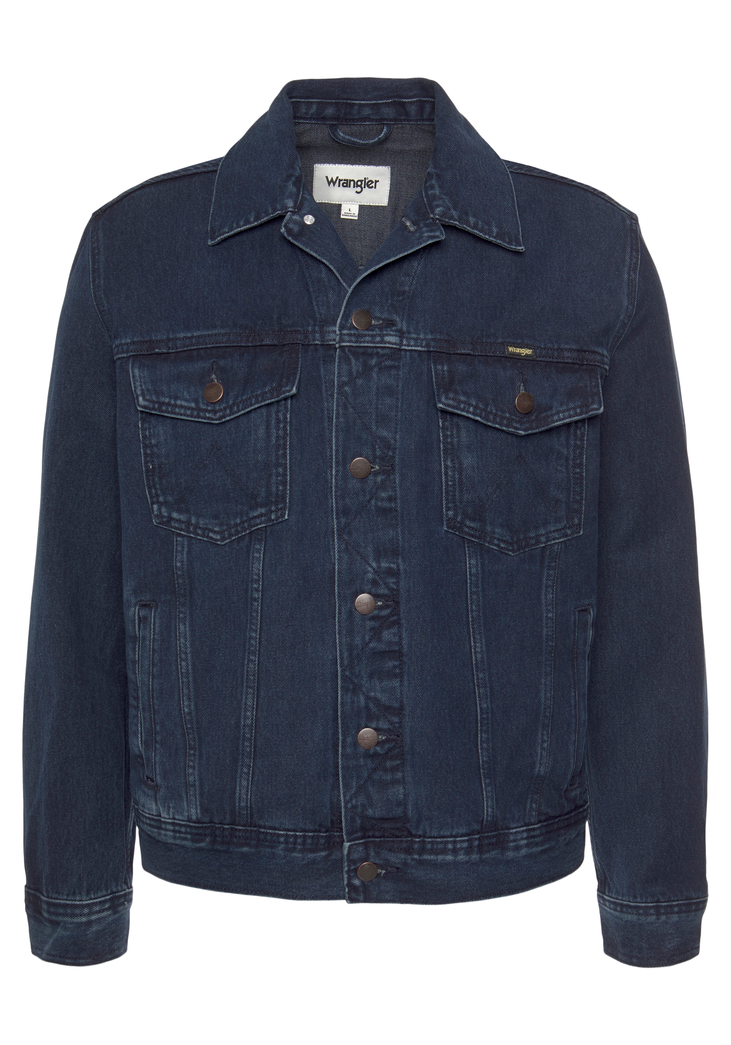 Jeansjacke WRANGLER "Authentic", Herren, Gr. XXL, blau (coalblau stone), Denim/Jeans, Obermaterial: 100% Baumwolle, Casual, normal, Jacken, mit seitlichen Eingrifftachen