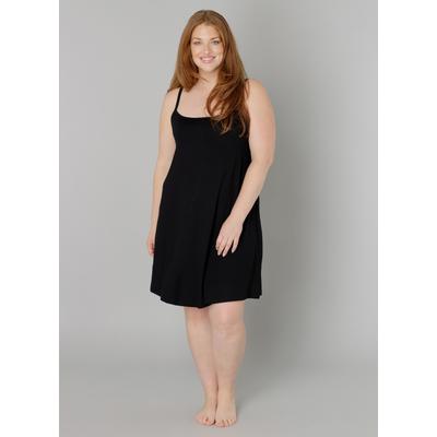 Trägerkleid BASE LEVEL CURVY "Alissa", Damen, Gr. 50, N-Gr, schwarz, Jersey, Obermaterial: 94% Viskose, 6% Elasthan, unifarben, Basic, figurumspielend knielang, Rundhals, Kleider, Verstellbare Träger Image