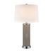 Everly Quinn 30" High 1-Light Table Lamp Linen/Stone, Leather in Gray/White | 29 H x 15 W x 15 D in | Wayfair 7BD2BDF669F34D4B9AE24498854A29AF