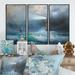 Breakwater Bay Lighthouse Shining Light During Stormy Night II - 3 Piece Floater Frame Painting on Canvas Canvas, in White | Wayfair