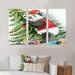 The Holiday Aisle® Panda Wearing a Christmas Elf Hat - 3 Piece Floater Frame Print on Canvas Canvas, Wood in White | 28 H x 36 W x 1 D in | Wayfair