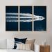 Breakwater Bay Aerial View of Speed Boat in Mediterranean Sea - 3 Piece Floater Frame Print Set on Canvas Canvas, in White | Wayfair