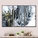 Wrought Studio™ Gray & Hand Painted Marble Acrylic - 3 Piece Floater Frame Print Set on Canvas in White | 20 H x 36 W x 1 D in | Wayfair