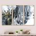 Wrought Studio™ Gray & Hand Painted Marble Acrylic - 3 Piece Floater Frame Print Set on Canvas in White | 28 H x 36 W x 1 D in | Wayfair