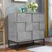 17 Stories 31.5"W Industrial Accent Cabinet, Sideboard Buffet Cabinet, Wood & Iron Frame, Adjustable Shelf Wood/Metal in Black/Brown/Gray | Wayfair