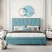 Ebern Designs Double Bed, Platform Bed w/ Large Drawers, Queen Storage Bed Velvet Grey Wood & /Upholstered/Velvet in Gray | Wayfair