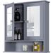 Winston Porter Bathroom Cabinet Wall Mounted w/ 2 Mirror Doors & Open Shelf, Medicine Cabinet Storage For Bathroom, Kitchen | Wayfair