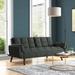 Wade Logan® Arnbert Full 75.39" Wide Tufted Back Convertible Sofa Wood/Polyester in Gray/Black/Brown | 31.29 H x 75.39 W x 39.37 D in | Wayfair