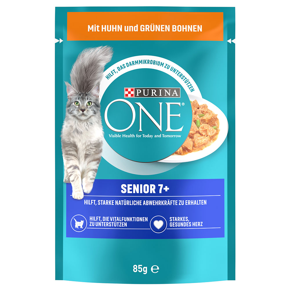 PURINA ONE Senior 7+ Umido per gatto - 26 x 85 g con Pollo e Fagiolini