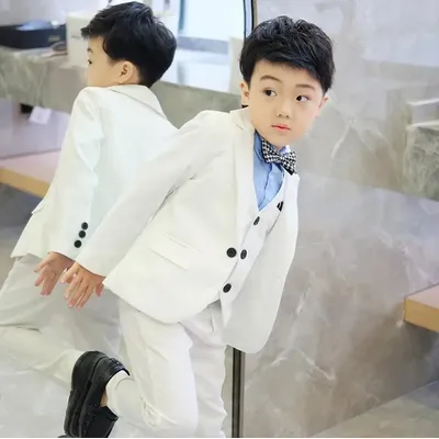 Costume blanc pour bébé garçon manteau gilet et pantalon vêtements de mariage pour enfants
