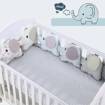 Pare-chocs de lit de bébé coussin en coton dessin animé éléphant infantile pare-chocs doux