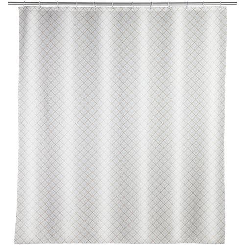 WENKO Duschvorhang Cubique, Textil (Polyester), 180 x 200 cm, waschbar, Beige, Polyester mehrfarbig