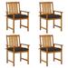 vidaXL Patio Chairs with Cushions 4 pcs Solid Acacia Wood - 24" x 22.4" x 36.2"