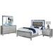 Eastern King Bedroom Set with Mirror Accent in Silver Metallic