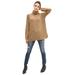 Plus Size Women's Side Button Turtleneck Sweater by ellos in Soft Camel (Size 26/28)