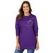 Plus Size Women's Patchwork Embroidered Top by Woman Within in Radiant Purple Pretty Embroidery (Size 18/20)