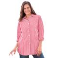 Plus Size Women's Perfect Long Sleeve Shirt by Woman Within in Classic Red Stripe (Size 1X)