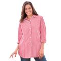 Plus Size Women's Perfect Long Sleeve Shirt by Woman Within in Classic Red Stripe (Size 5X)