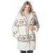 Plus Size Women's Faux Fur Snowflake Print Hooded Jacket by Woman Within in Ivory Snowflake Fair Isle (Size 5X)